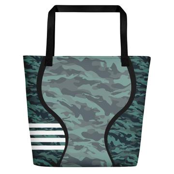 Green Camo Medium Sticker Bomb : Gift Beach Bag Camouflage Military Pattern Decal Wrap Around