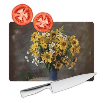 Sunflower Vase : Gift Cutting Board Flower Floral Yellow Decor For Her Feminine