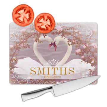 Personalized Family Name Swan : Gift Cutting Board Wedding Engagement Est. Family Anniversary