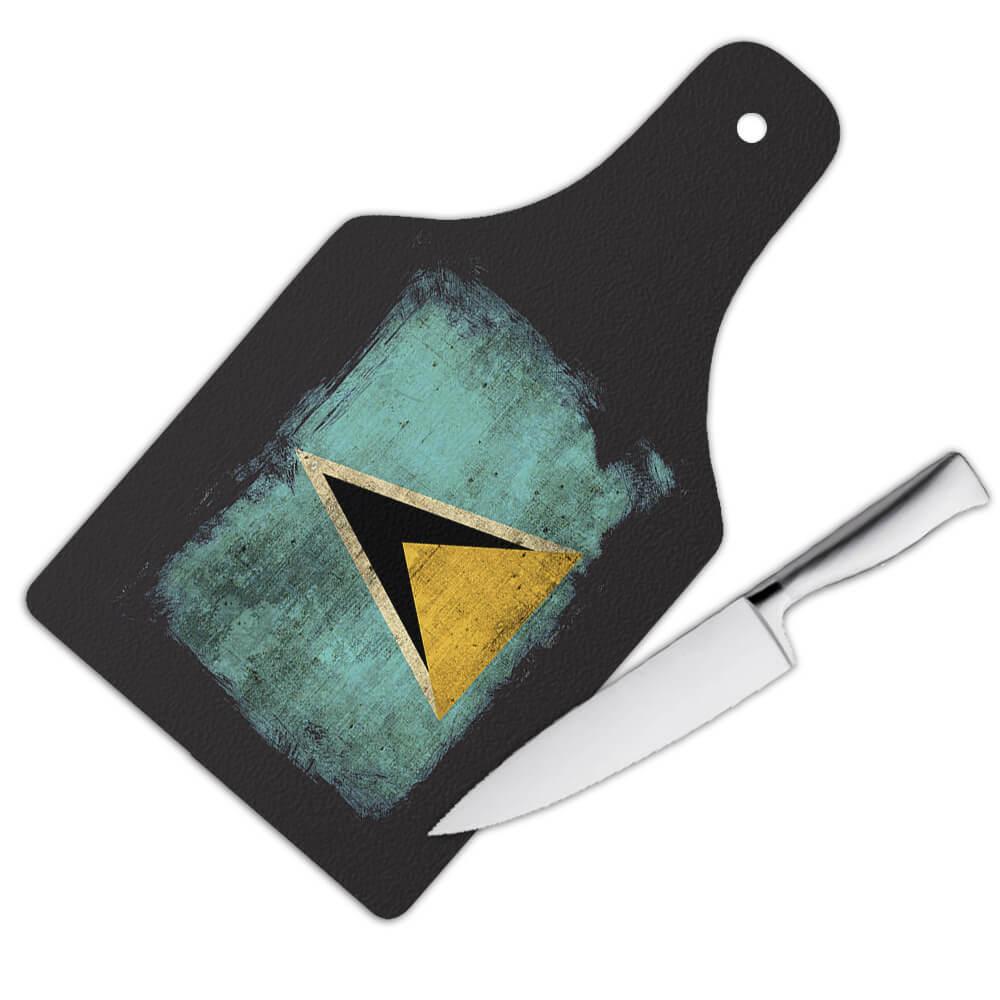 Saint Lucia Flag : Gift Cutting Board Distressed North American Country Pride Souvenir National Vintage