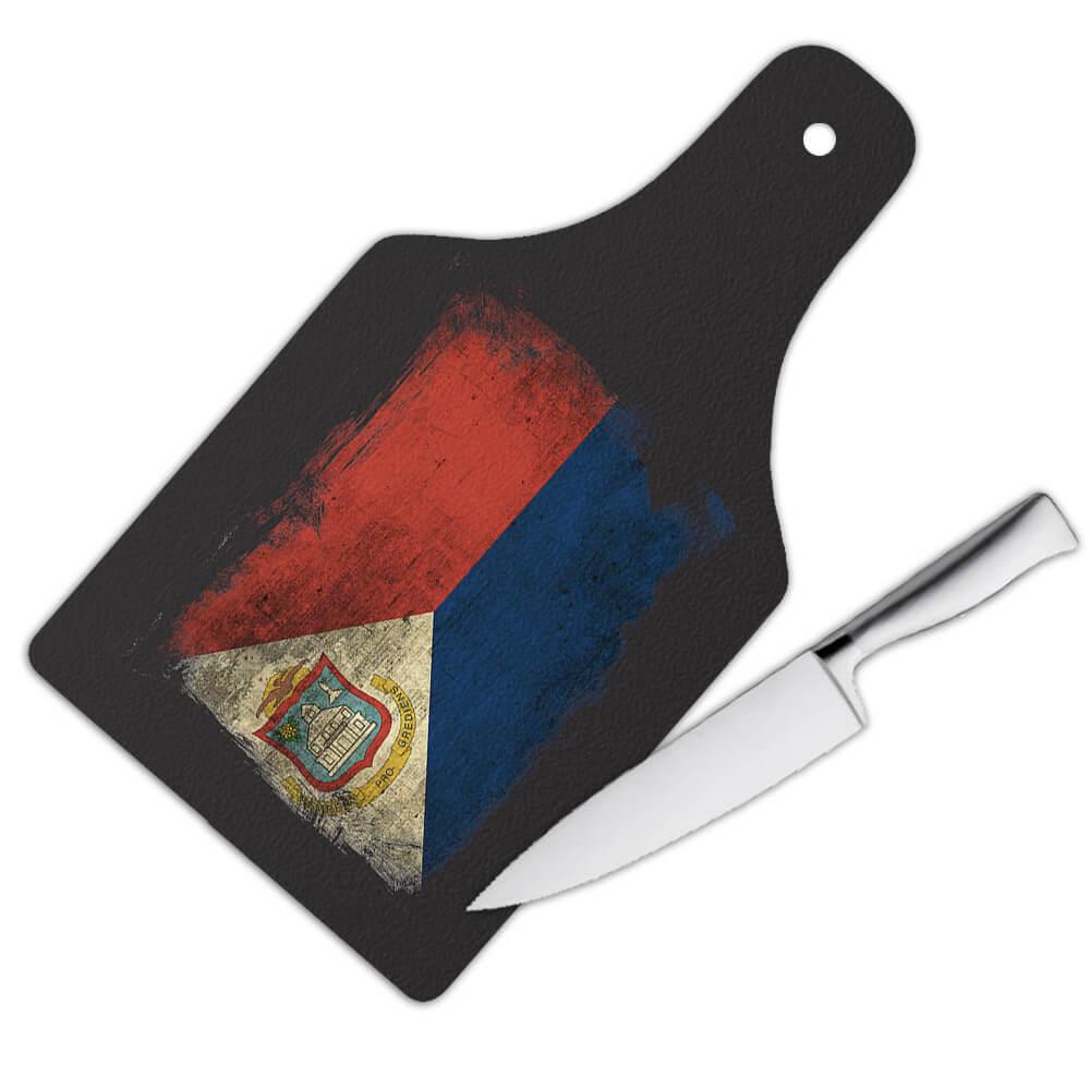 Saint Martin Flag : Gift Cutting Board Distressed North America Country Souvenir National Vintage Art