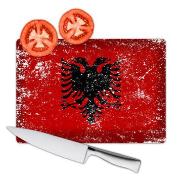 Albania : Gift Cutting Board Flag Retro Artistic Albanian Expat Country