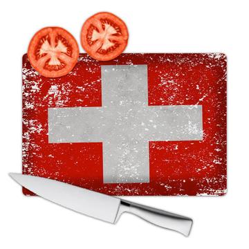 Switzerland : Gift Cutting Board Flag Retro Artistic Swiss Expat Country