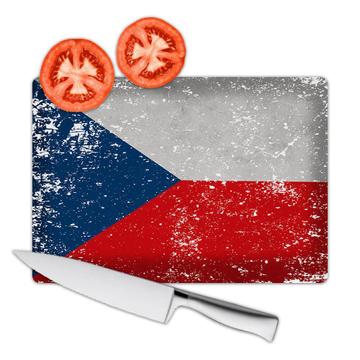 Czech Republic : Gift Cutting Board Flag Retro Artistic Czech Expat Country