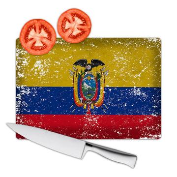 Ecuador : Gift Cutting Board Flag Retro Artistic Ecuadorian Expat Country