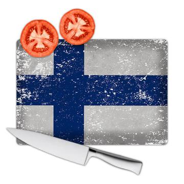 Finland : Gift Cutting Board Flag Retro Artistic Finnish Expat Country