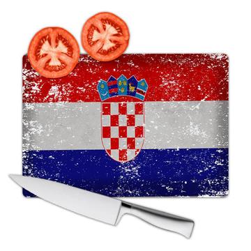 Croatia : Gift Cutting Board Flag Retro Artistic Croatian Expat Country