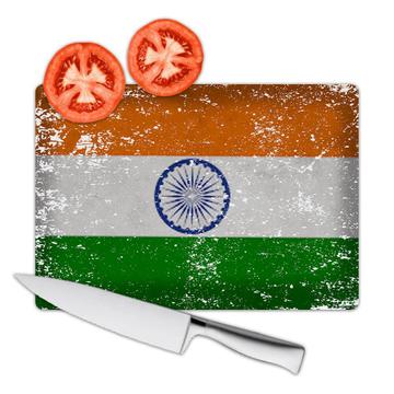 India : Gift Cutting Board Flag Retro Artistic Indian Expat Country