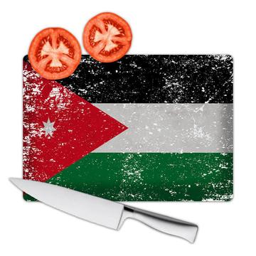 Jordan : Gift Cutting Board Flag Retro Artistic Jordanian Expat Country