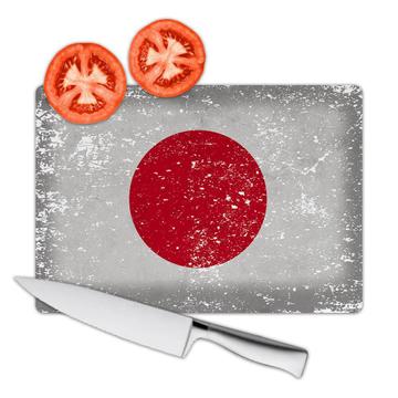 Japan : Gift Cutting Board Flag Retro Artistic Japanese Expat Country