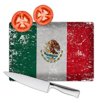 Mexico : Gift Cutting Board Flag Retro Artistic Mexican Expat Country
