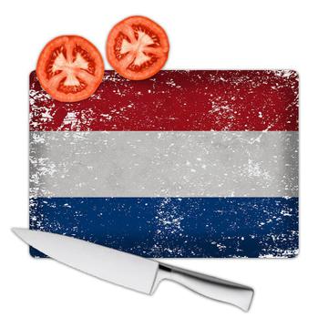 Netherlands : Gift Cutting Board Flag Retro Artistic Dutch Expat Country