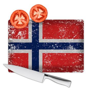 Norway : Gift Cutting Board Flag Retro Artistic Norwegian Expat Country