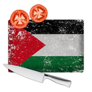 Palestine : Gift Cutting Board Flag Retro Artistic Palestinian Expat Country