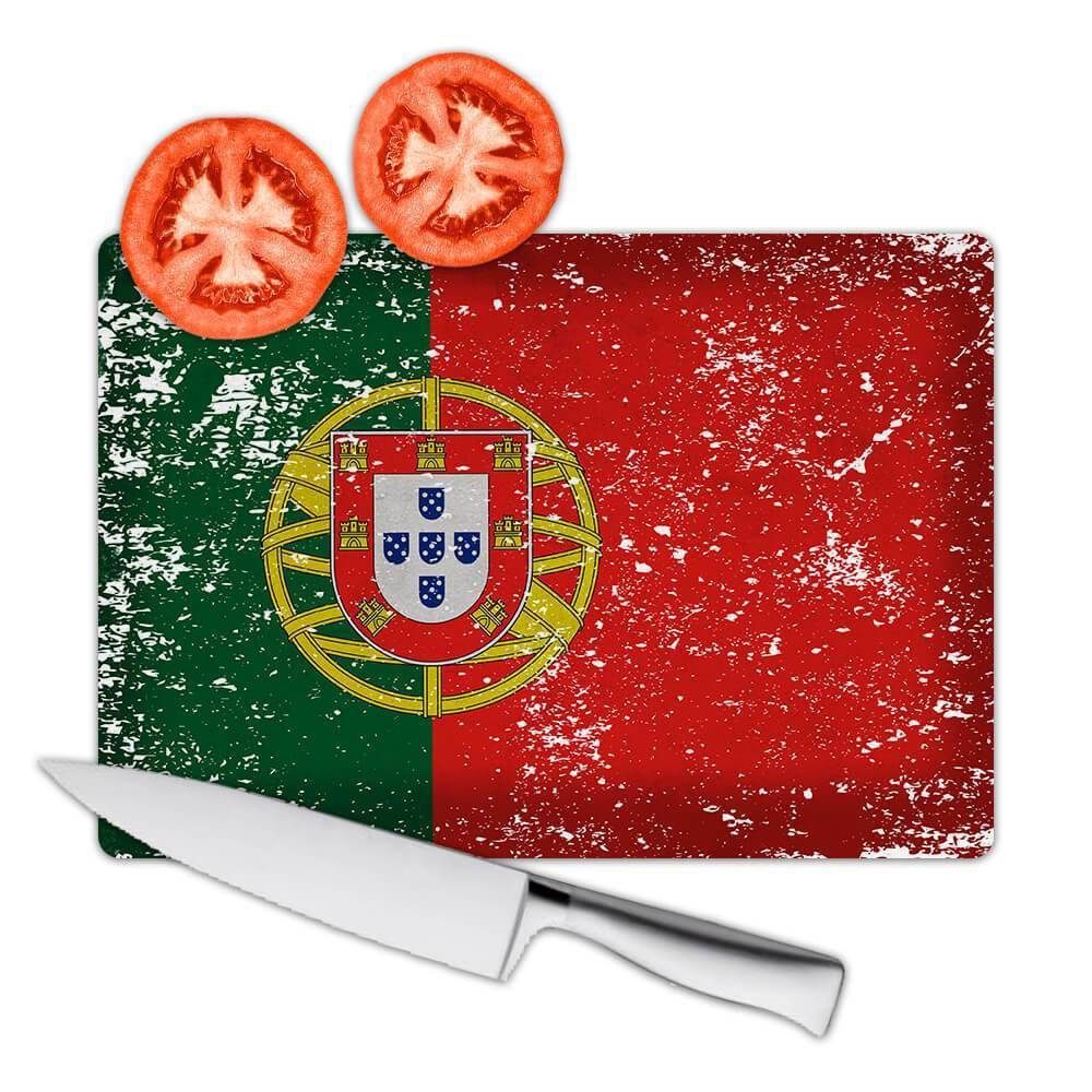 Gift Cutting Board : Portugal Flag Retro Artistic Portuguese Expat Country