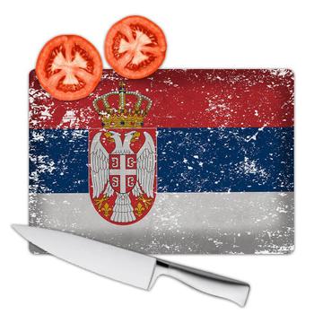 Serbia : Gift Cutting Board Flag Retro Artistic Serbian Expat Country