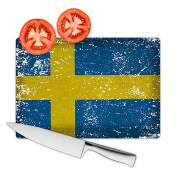 Sweden : Gift Cutting Board Flag Retro Artistic Swedish Expat Country