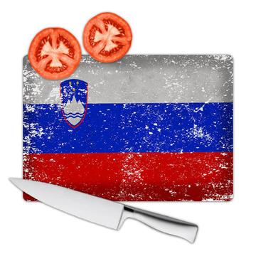 Slovenia : Gift Cutting Board Flag Retro Artistic Slovenian Expat Country