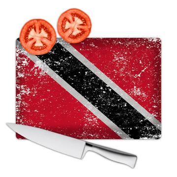 Trinidad and Tobago : Gift Cutting Board Flag Retro Artistic Trinidadian Expat Country