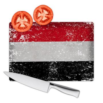 Yemen : Gift Cutting Board Flag Retro Artistic Yemeni Expat Country