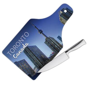 TORONTO CANADA : Gift Cutting Board Tower Canadian Pride Flag Country Souvenir Travel