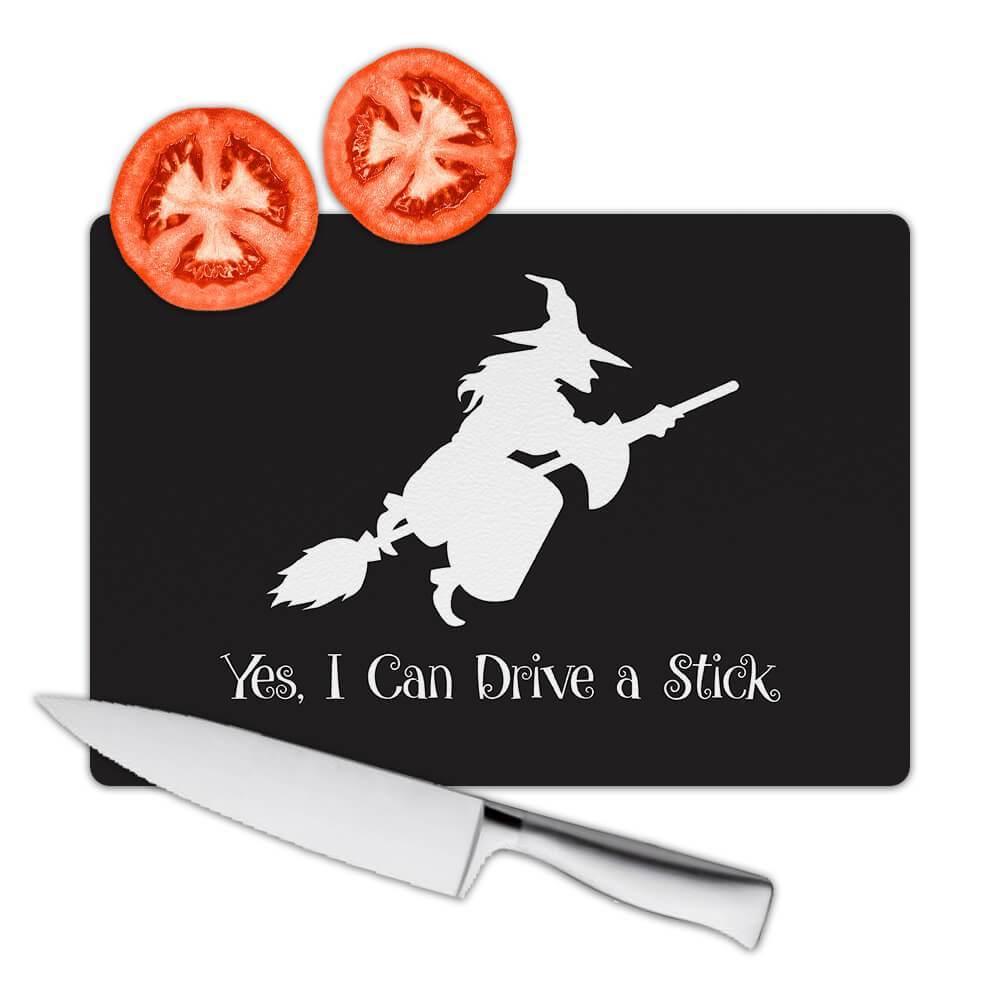 Gift Cutting Board : WITCH Halloween Fall Face Decoration Broom Yes I Can Drive