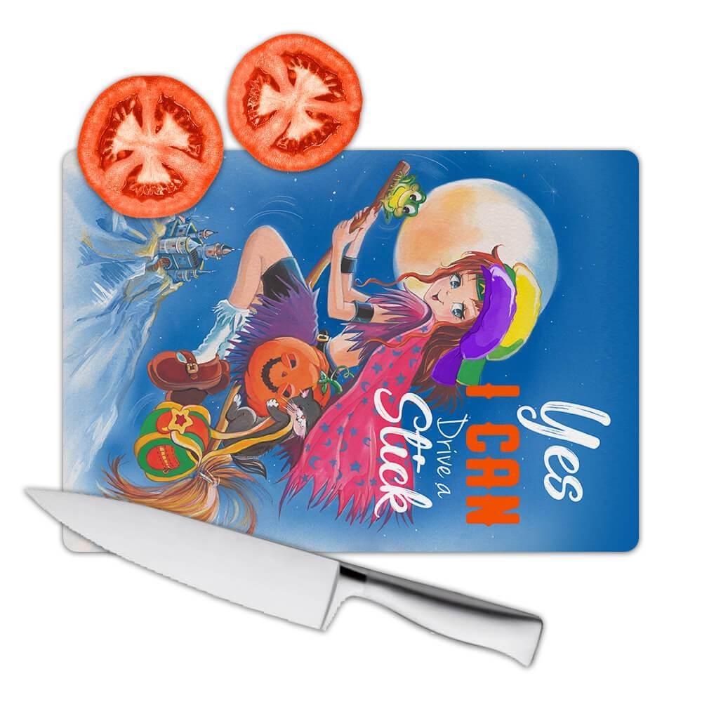 Gift Cutting Board : WITCH Halloween Fall Face Decoration Cute Yes I Can Drive a