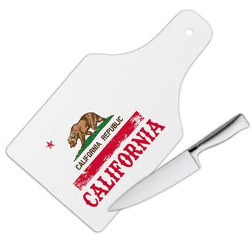 California : Gift Cutting Board Flag Distressed Souvenir State USA Christmas Coworker