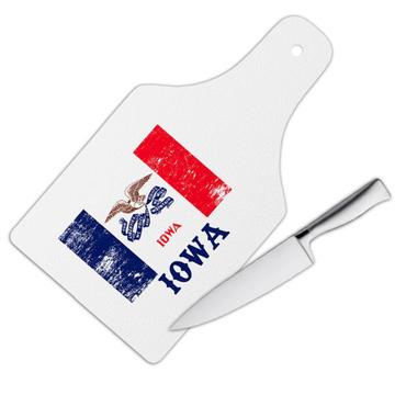 Iowa : Gift Cutting Board Flag Distressed Souvenir State USA Christmas Coworker