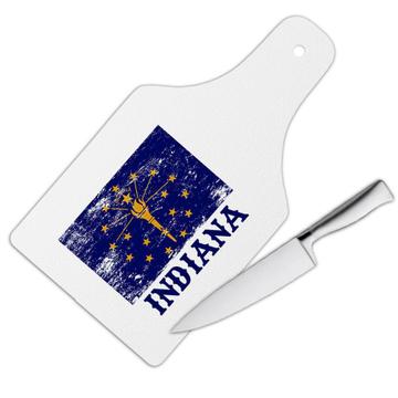 Indiana : Gift Cutting Board Flag Distressed Souvenir State USA Christmas Coworker