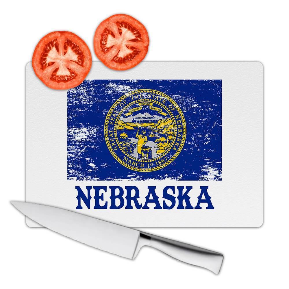 Gift Cutting Board : Nebraska Flag Distressed Souvenir State USA Christmas