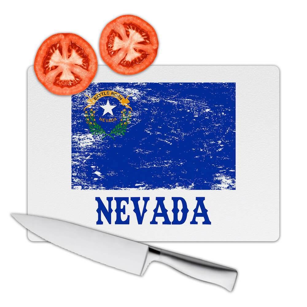 Gift Cutting Board : Nevada Flag Distressed Souvenir State USA Christmas
