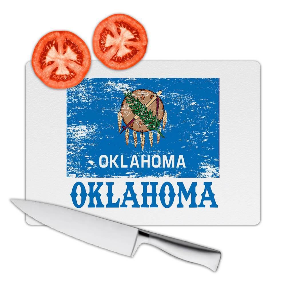 Gift Cutting Board : Oklahoma Flag Distressed Souvenir State USA Christmas