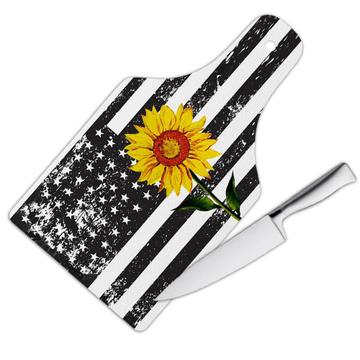 Sunflower USA Flag : Gift Cutting Board Spring America United States Flower Floral