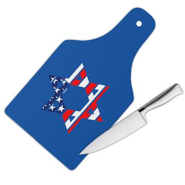 Star Of David American Flag : Gift Cutting Board USA Jerusalem Israel Patriotic Jewish Jew Religion