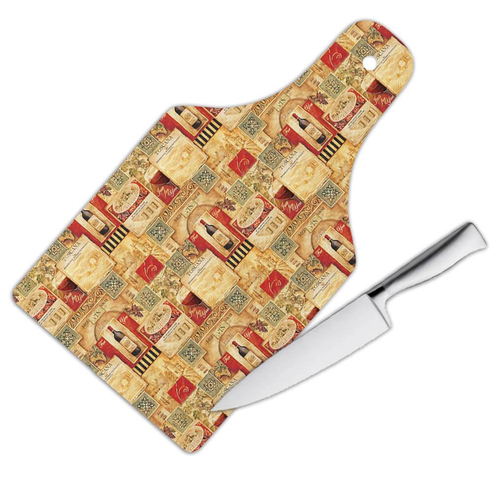 Gift Cutting Board : Vintage Wine Pattern Italy Toscana Red Retro Design Kitchen