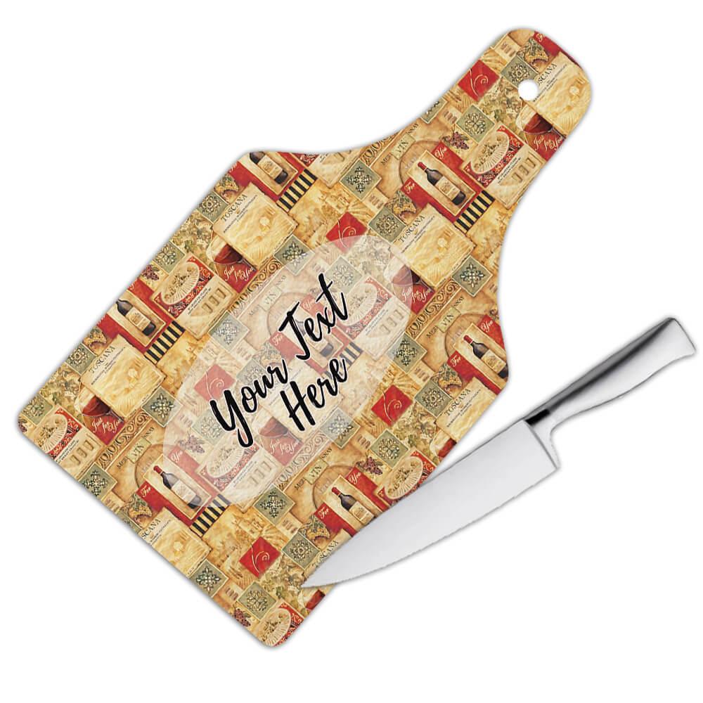 Gift Cutting Board : Vintage Wine Pattern Italy Toscana Red Retro Design Kitchen