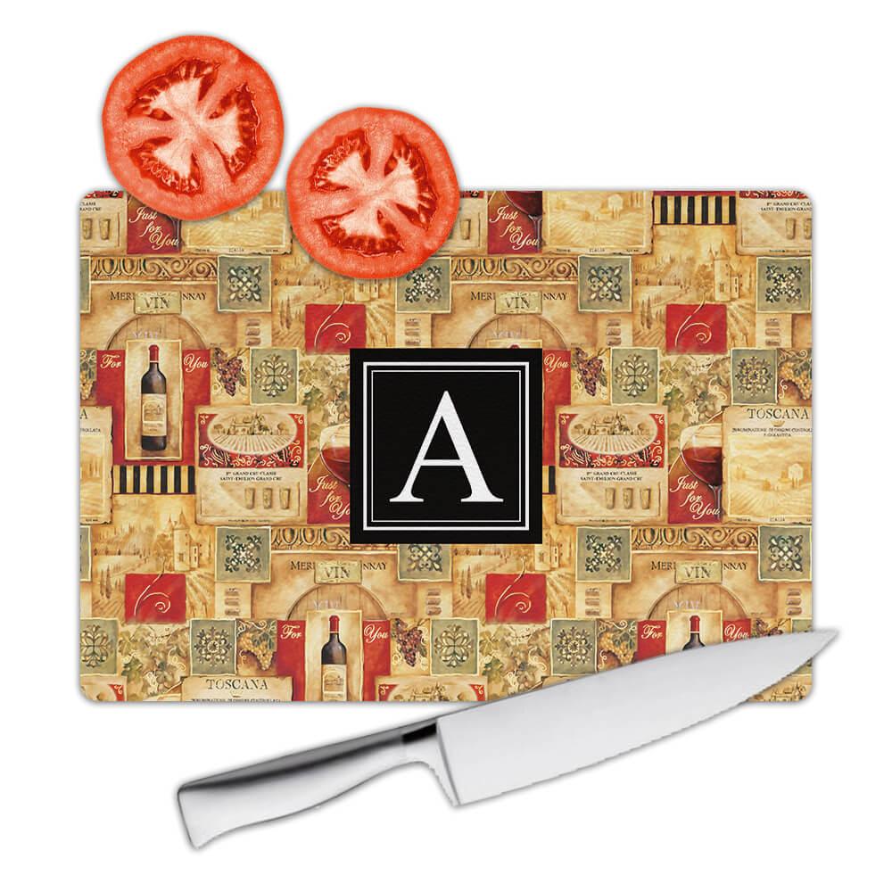 Gift Cutting Board : Vintage Wine Pattern Italy Toscana Red Retro Design Kitchen