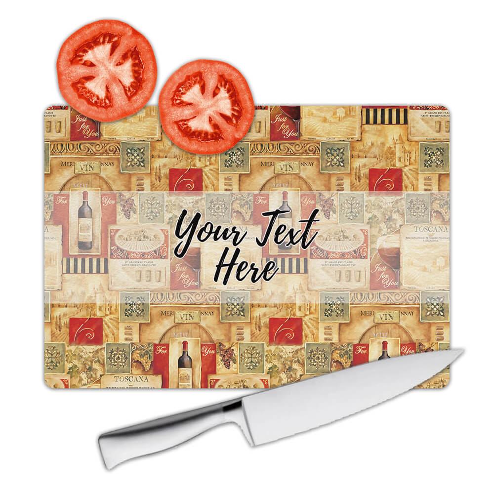 Gift Cutting Board : Vintage Wine Pattern Italy Toscana Red Retro Design Kitchen