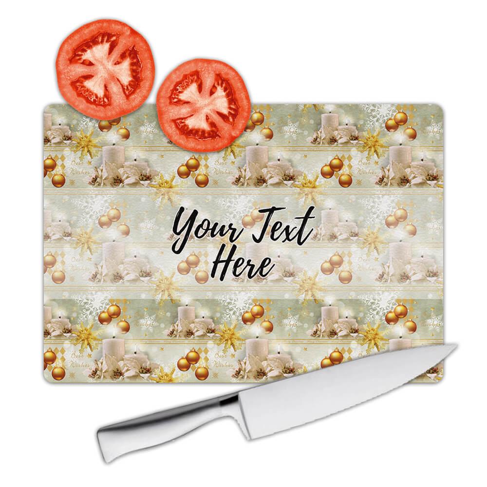 Gift Cutting Board : Candles Arrangement Christmas Flowers Golden Baubles