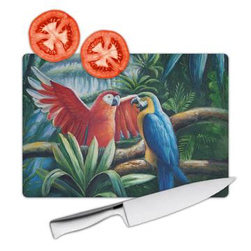 Macaw Oil Painting : Gift Cutting Board Parrot Bird Animal Cute Ecology Nature Aviary