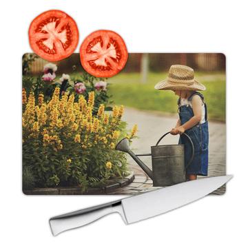 Children Garden Watering Flowers : Gift Cutting Board Happiness is Plant Kids Verkerke Style