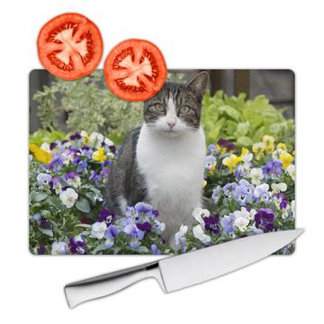 Cat Garden : Gift Cutting Board Flowers Outdoor Kitten Pet Animal Nature