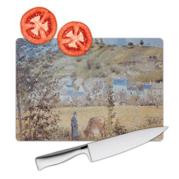 Woman Field Cow : Gift Cutting Board Famous Oil Painting Art Artist Painter