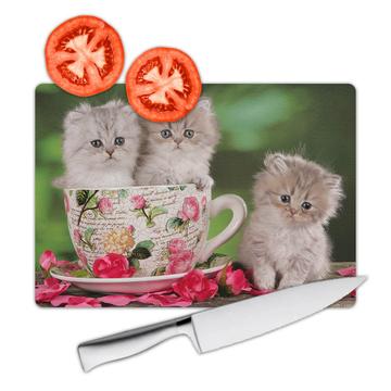 Cats on a Cup : Gift Cutting Board Funny Cute Kitten Pet Animal Nature