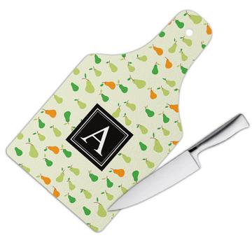 Whimsical Pears : Gift Cutting Board Greenery Kitchen Retro Style Decor Fruits Drawing Garden