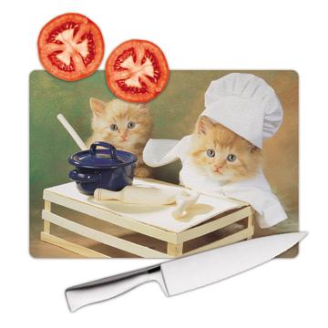 Cat Cooking : Gift Cutting Board Kitchen Cook Kitten Pet Animal Nature