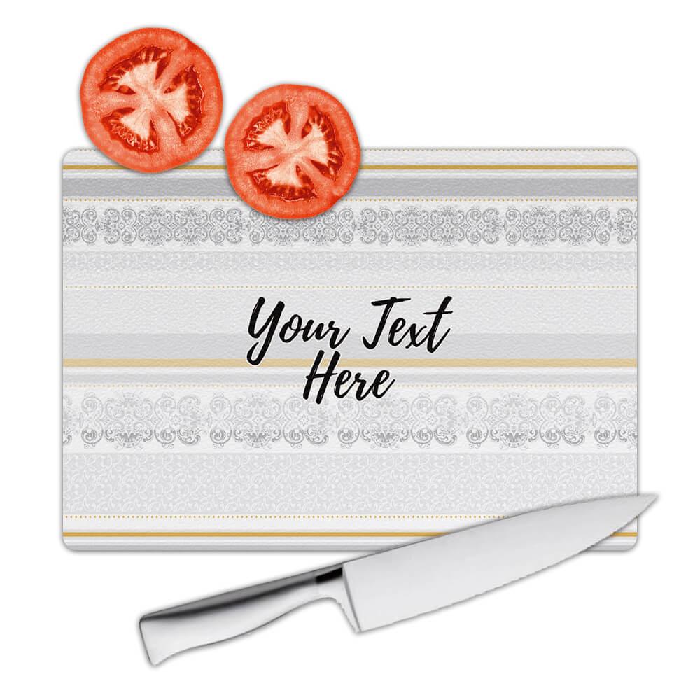 Gift Cutting Board : Seamless Grey Damask Pattern Abstract Wedding Stripes