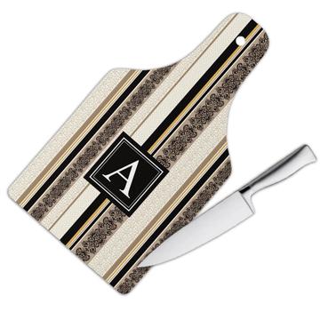 Seamless Black Damask : Gift Cutting Board Anniversary Pattern Abstract Stripes Gold Foil Father