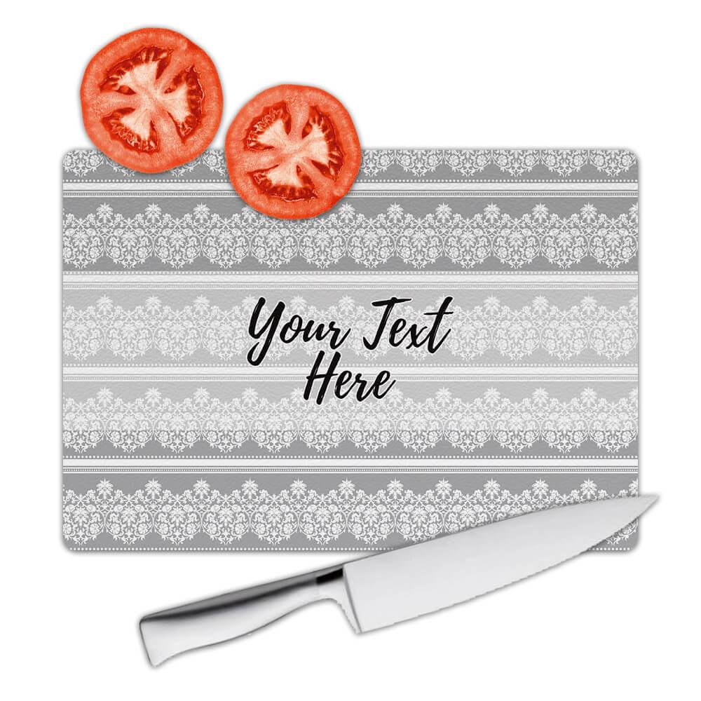 Gift Cutting Board : Damask Art Border Ornament Pattern Abstract Antique Frame